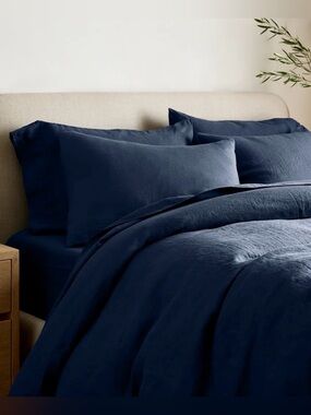 Quince Navy Linen Duvet Cover - King / California King